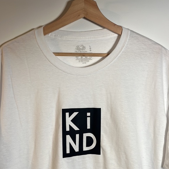 White T-Shirt with Black 'KiND' Graphic - Picture 1 of 4